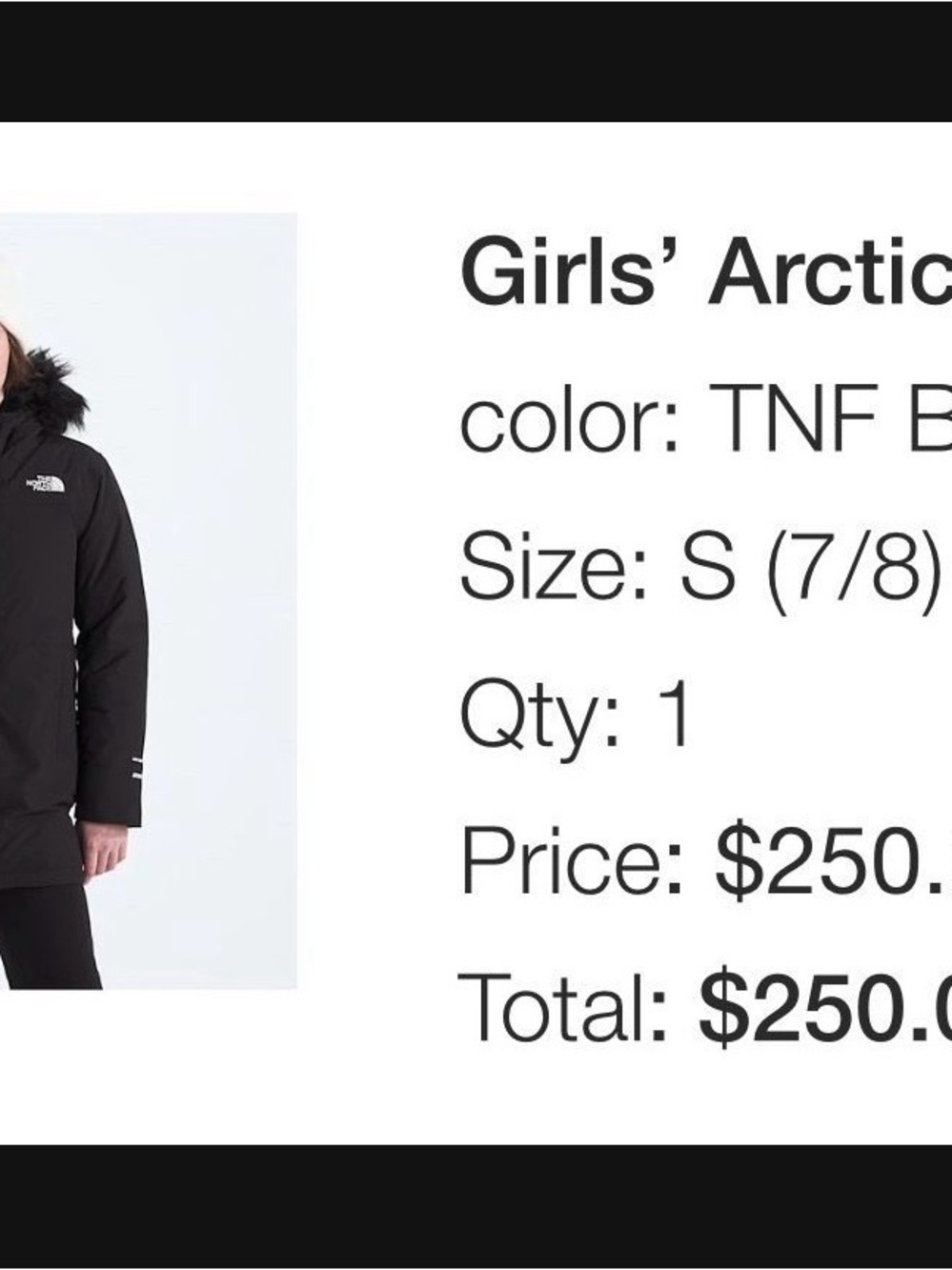 The North Face Girls' Arctic Parka - Black